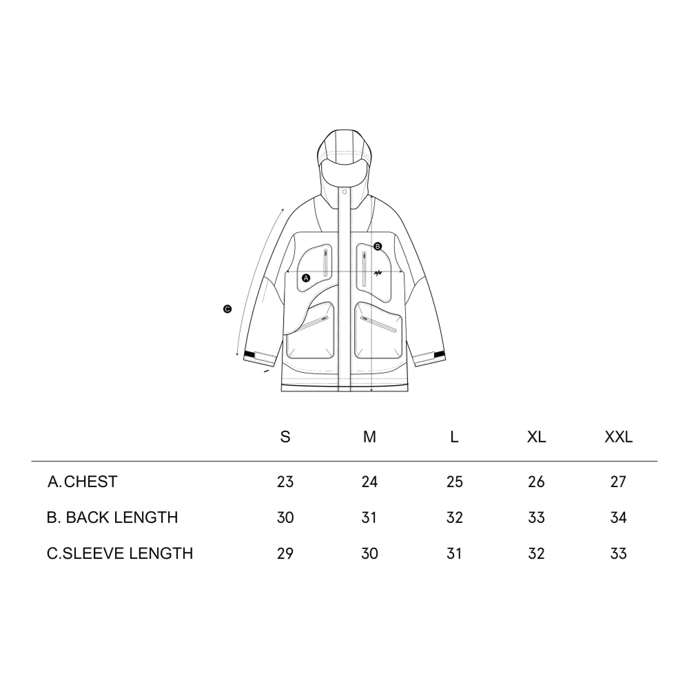 NINE POINT NINE ELEMENT POCKET PARKA JACKET-BLACK