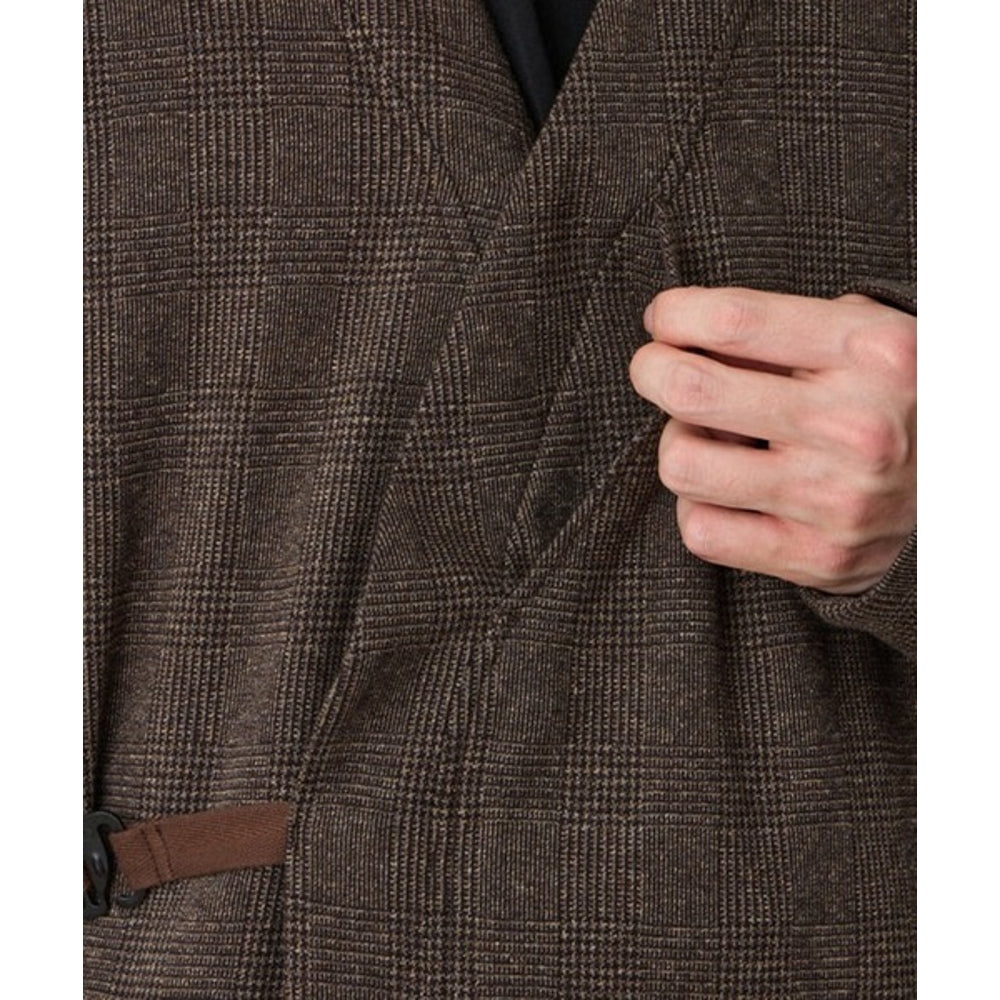 WHITE MOUNTAINEERING GLENCHECK KIMONO SHIRT-BROWN