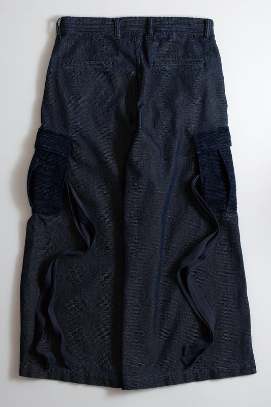 FUNDAMENTAL HAKAMA CARGO PANTS RINSE-INDIGO