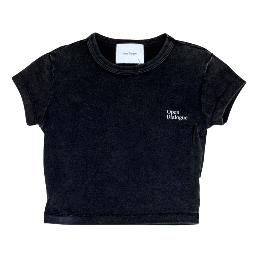 OPEN DIALOGUE WOMEN SLIM T-SHIRT-WASHED BLACK