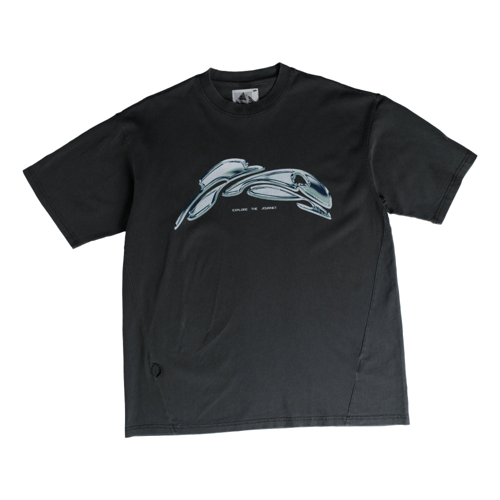 NINE POINT NINE NPN METAL LOGON S/S TEE-WASHED GRY