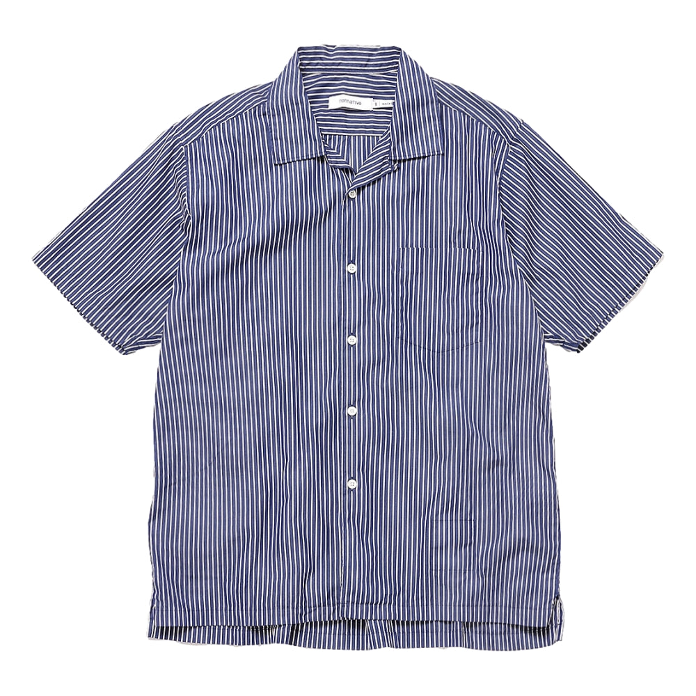 NONNATIVE OFFICER S/S SHIRT COTTON BROAD LONDON STRIPE-NAVY