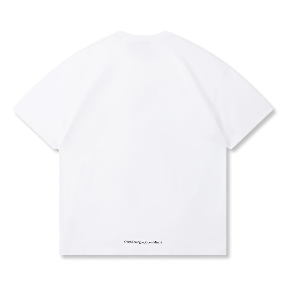 OPEN DIALOGUE SMALL PRINT LOGO TEE-WHITE