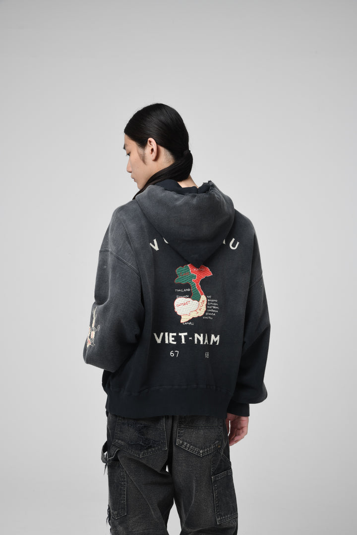 BOWWOW VIETNAM ZIP HOODIE AGED-BLACK