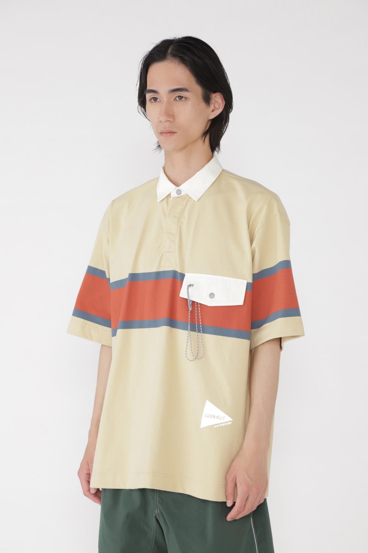 AND WANDER X GRAMICCI TECH RUGBY SHIRT-YELLOW