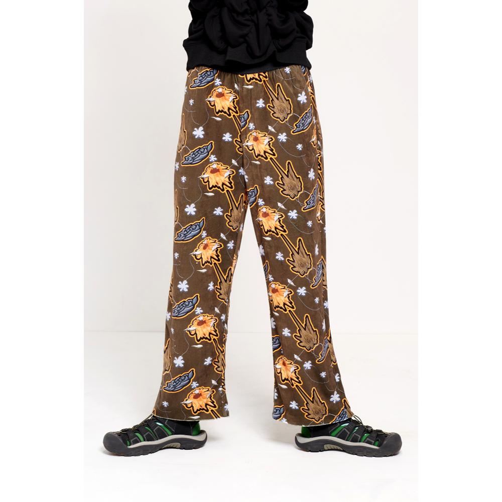 METALLIC FLORAL VELOUR LEISURE PANTS