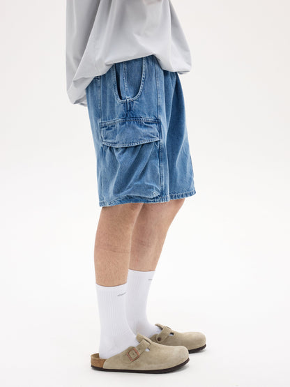 NINE POINT NINE ELEMENT 3D POCKET SHORTS-DENIM