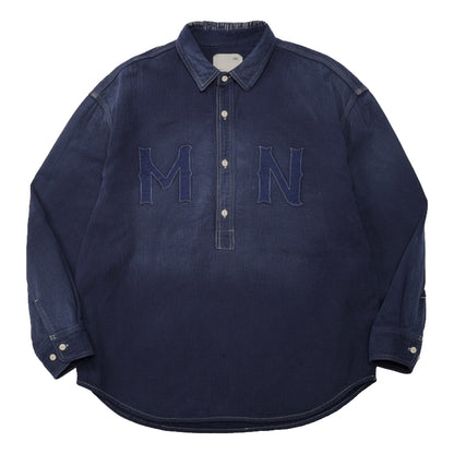 MADNESS 1/2 PLACKET MN-TEAM TWILL SHIRT (MADE IN JAPAN)-BLUE