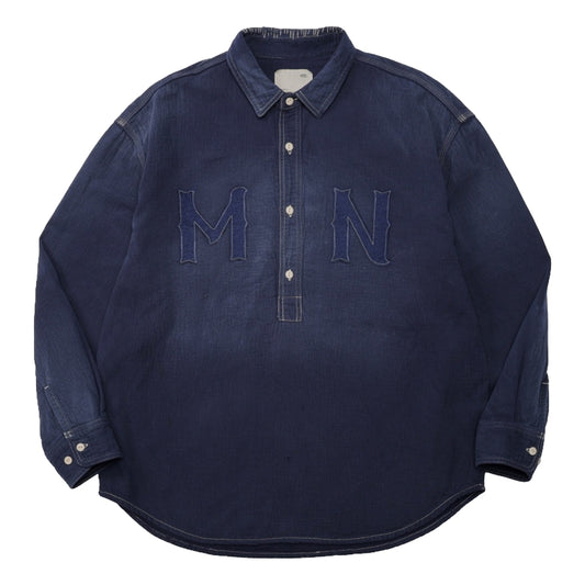 MADNESS 1/2 PLACKET MN-TEAM TWILL SHIRT (MADE IN JAPAN)-BLUE