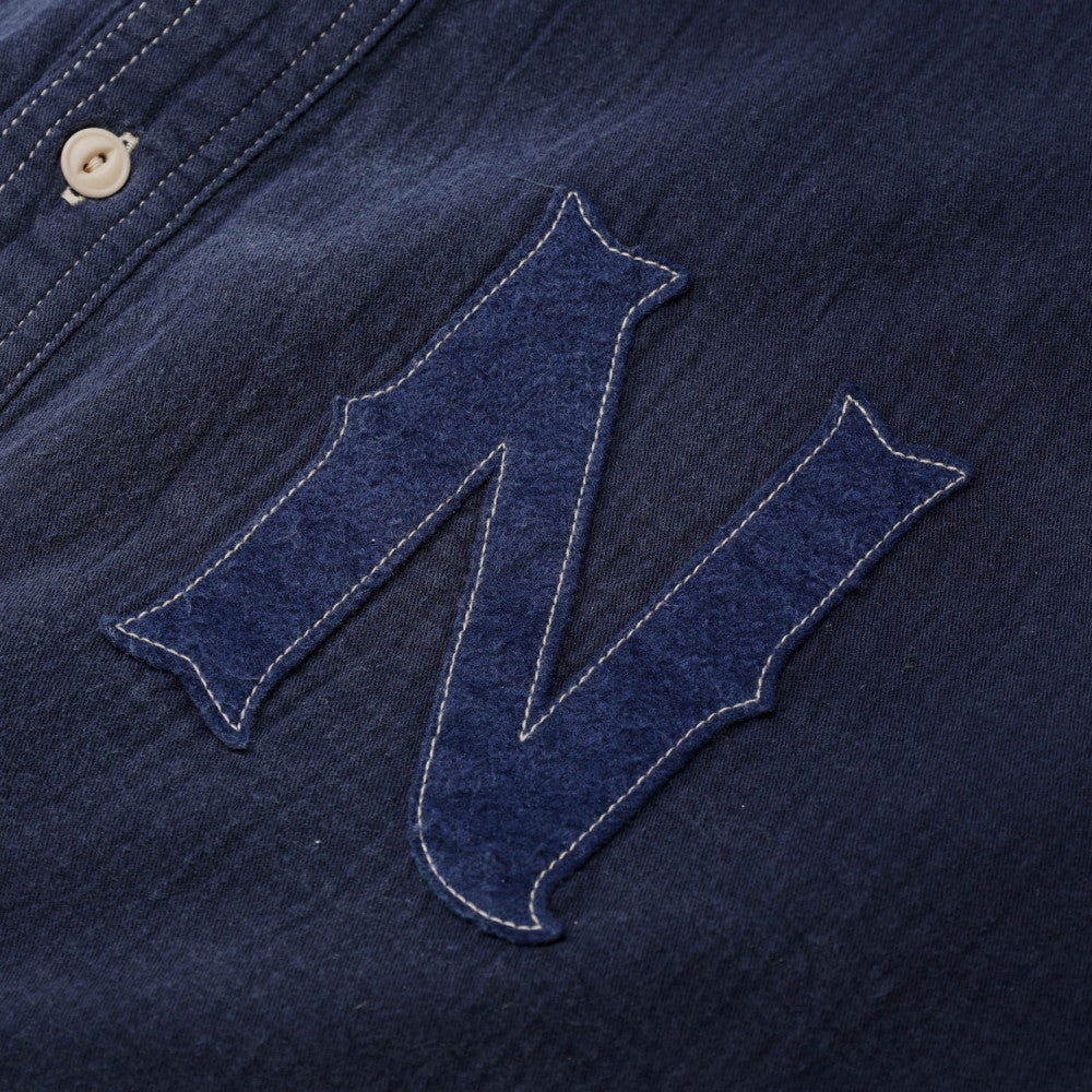 MADNESS 1/2 PLACKET MN-TEAM TWILL SHIRT (MADE IN JAPAN)-BLUE