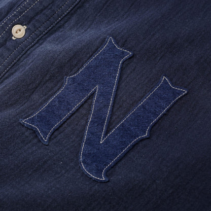 MADNESS 1/2 PLACKET MN-TEAM TWILL SHIRT (MADE IN JAPAN)-BLUE