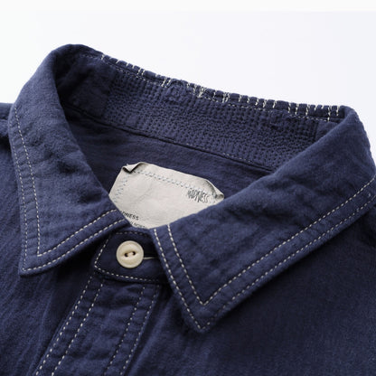 MADNESS 1/2 PLACKET MN-TEAM TWILL SHIRT (MADE IN JAPAN)-BLUE