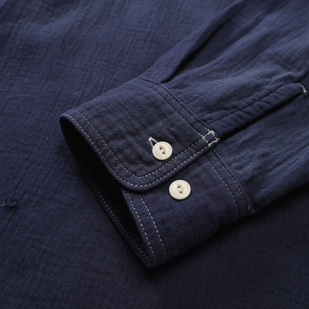 MADNESS 1/2 PLACKET MN-TEAM TWILL SHIRT (MADE IN JAPAN)-BLUE
