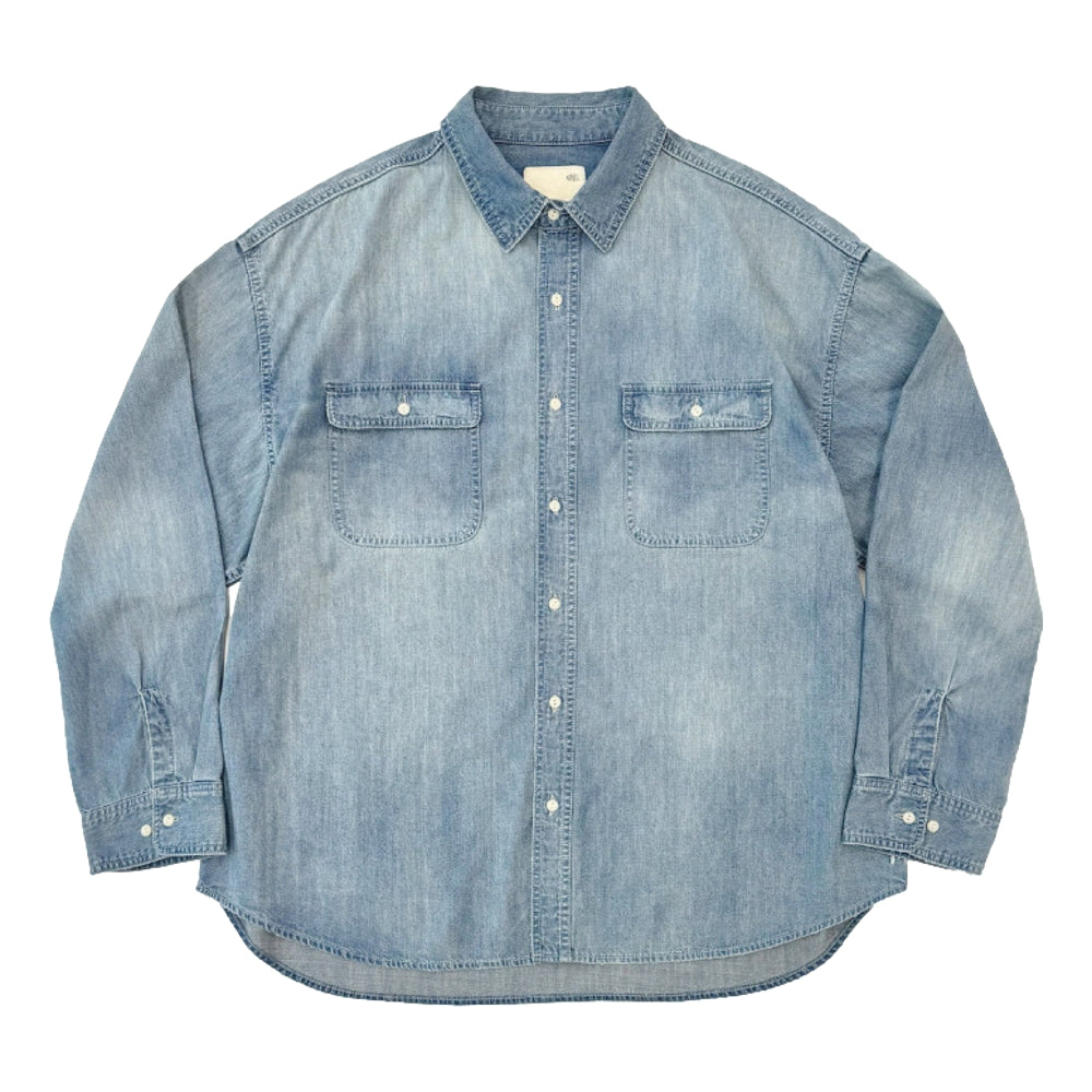 MADNESS 1940S CHAMBRAY WORKSHIRT-BLUE