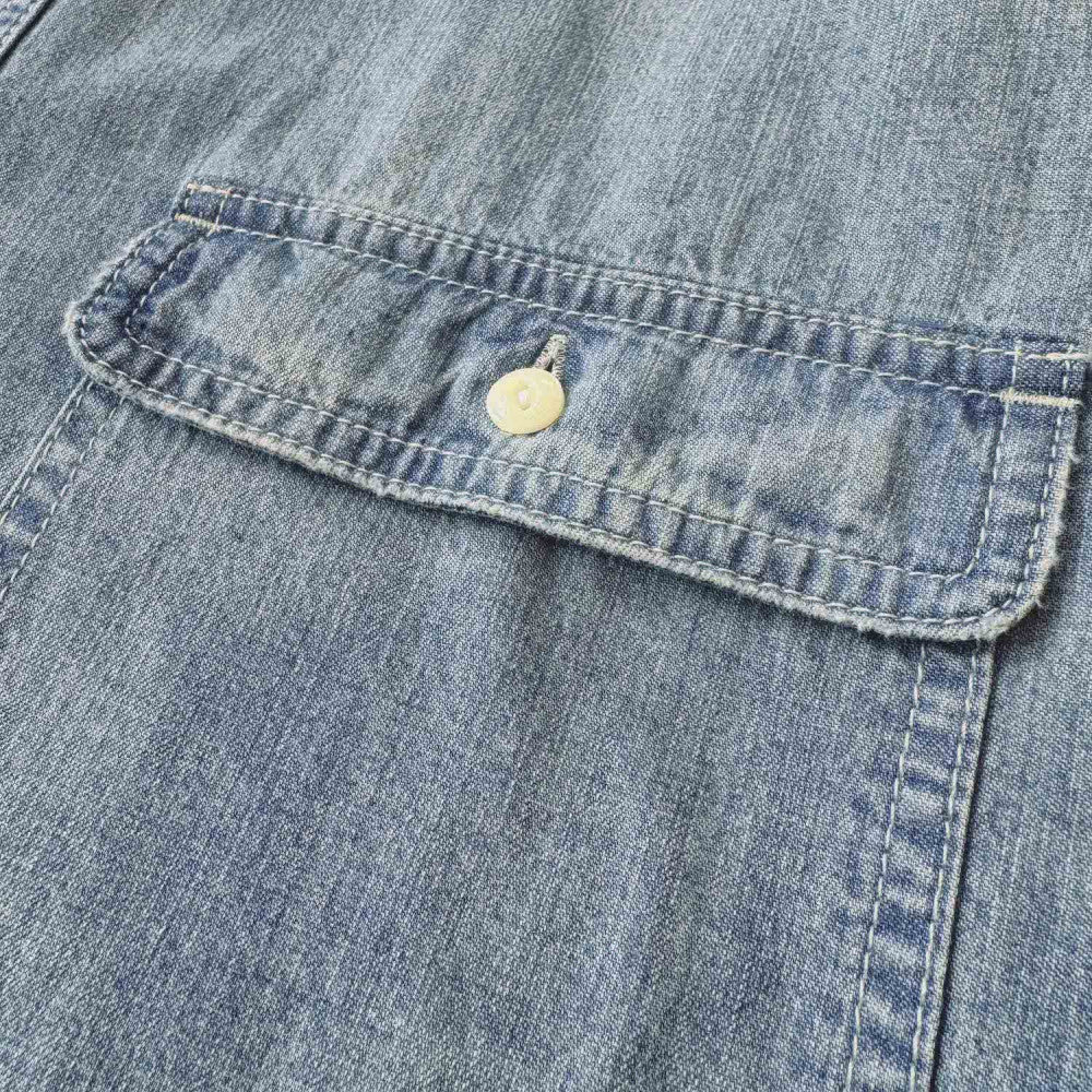 MADNESS 1940S CHAMBRAY WORKSHIRT-BLUE