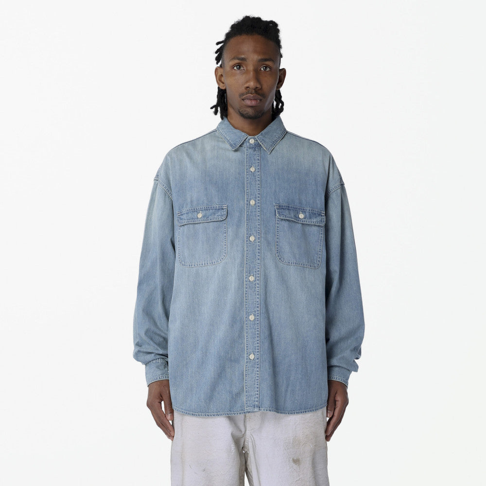 MADNESS 1940S CHAMBRAY WORKSHIRT-BLUE