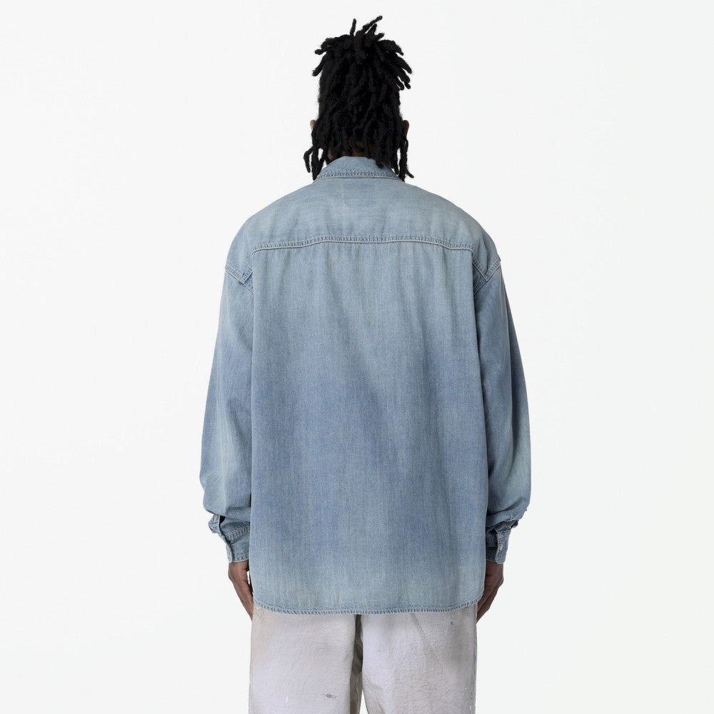 MADNESS 1940S CHAMBRAY WORKSHIRT-BLUE