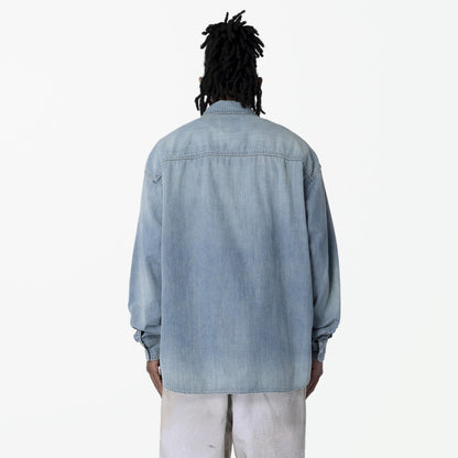 MADNESS 1940S CHAMBRAY WORKSHIRT-BLUE