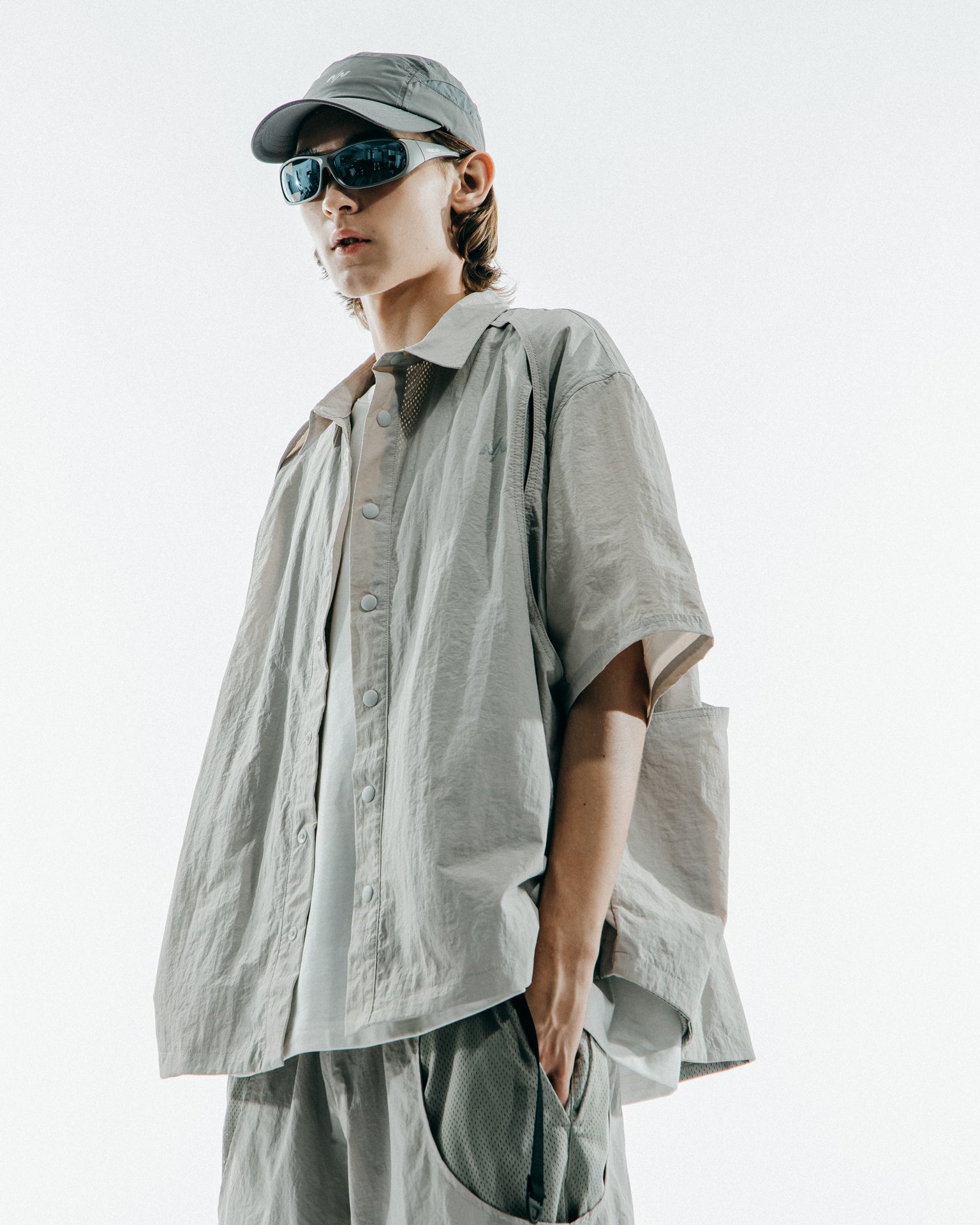 NINE POINT NINE NORMS TWO-LAYER SHIRT-LIGHT GREY