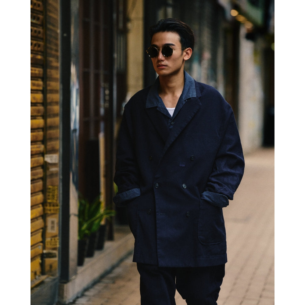 A.H DOUBLE BREASTED JACKET NAVY