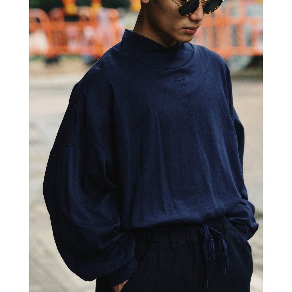 A.H MOCK NECK LONG SLEEVE T-SHIRT WHITE