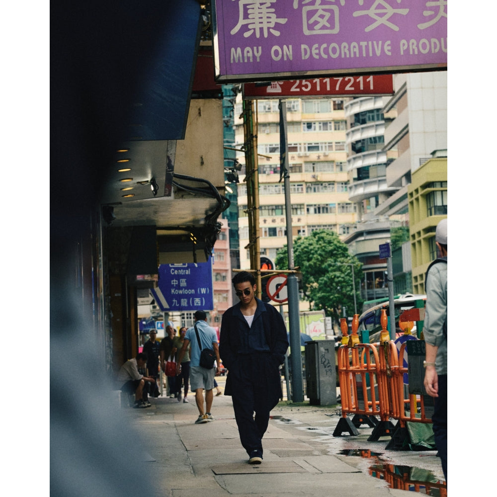 A.H TWO TUCK CHINOS NAVY