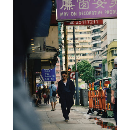 A.H TWO TUCK CHINOS NAVY