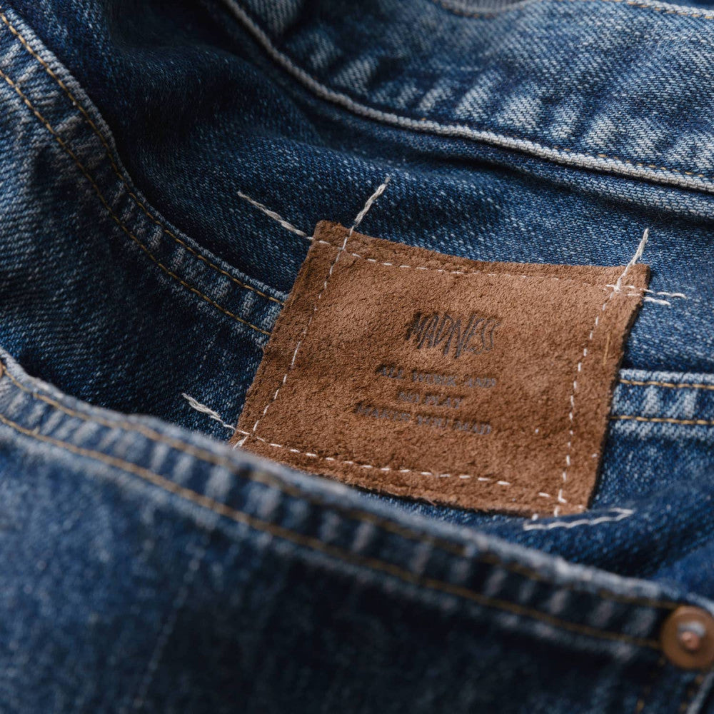 MADNESS AGING DENIM PANTS. M2 WIDE COMFY (MADE IN JAPAN)-INDIGO