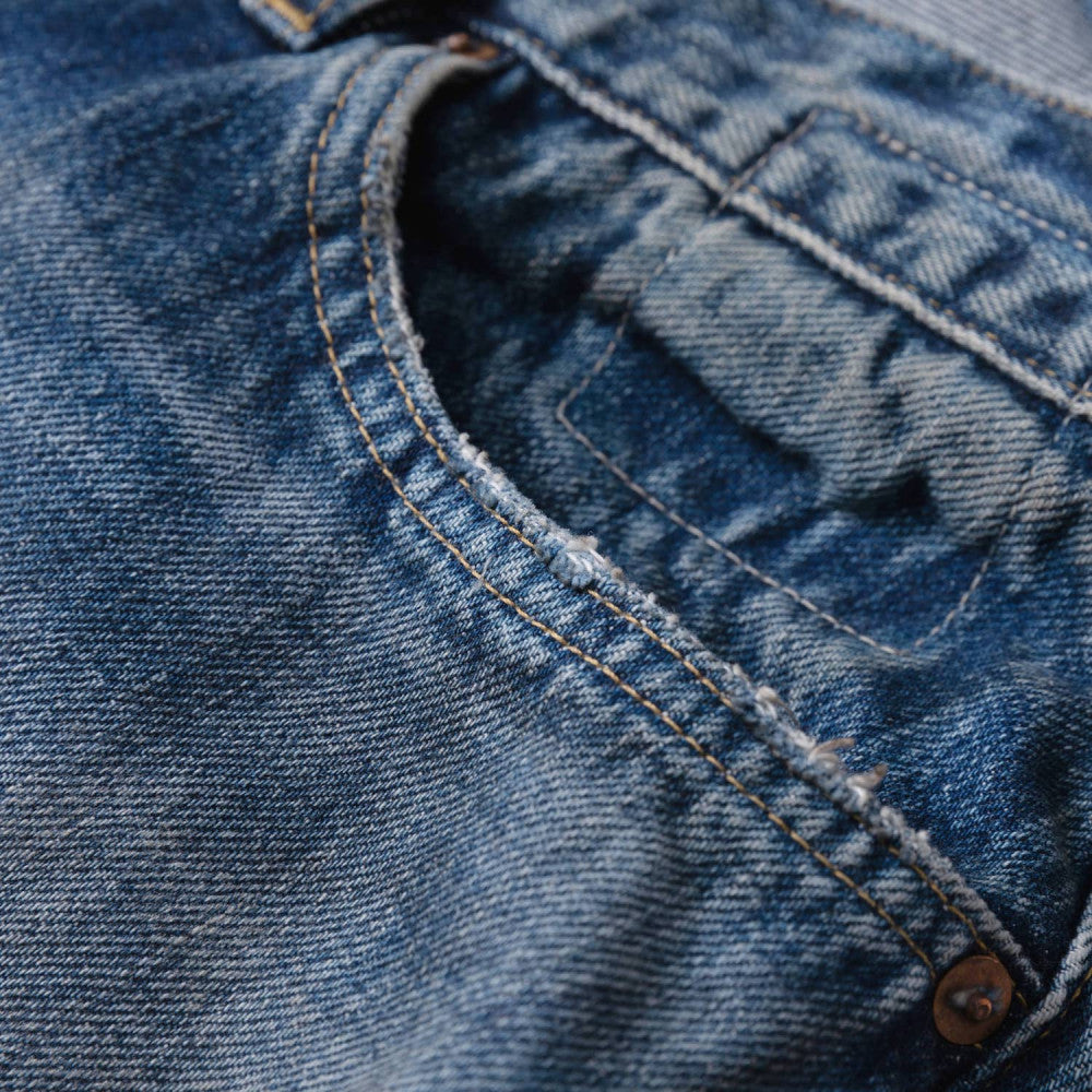 MADNESS AGING DENIM PANTS. M2 WIDE COMFY (MADE IN JAPAN)-INDIGO