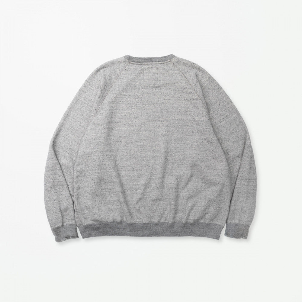 MADNESS AGING RAGLAN CREW SWEAT (MADE IN JAPAN)-HEATHER GREY