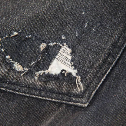 MADNESS AGING TYPE-I DENIM TRUCKER (DAMAGED AND REPAIRED FINISH) (MADE IN JAPAN)-BLACK INDIGO