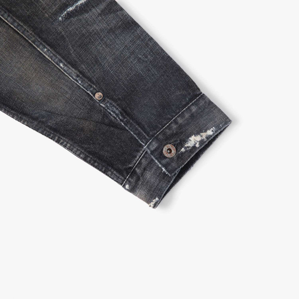 MADNESS AGING TYPE-I DENIM TRUCKER (DAMAGED AND REPAIRED FINISH) (MADE IN JAPAN)-BLACK INDIGO