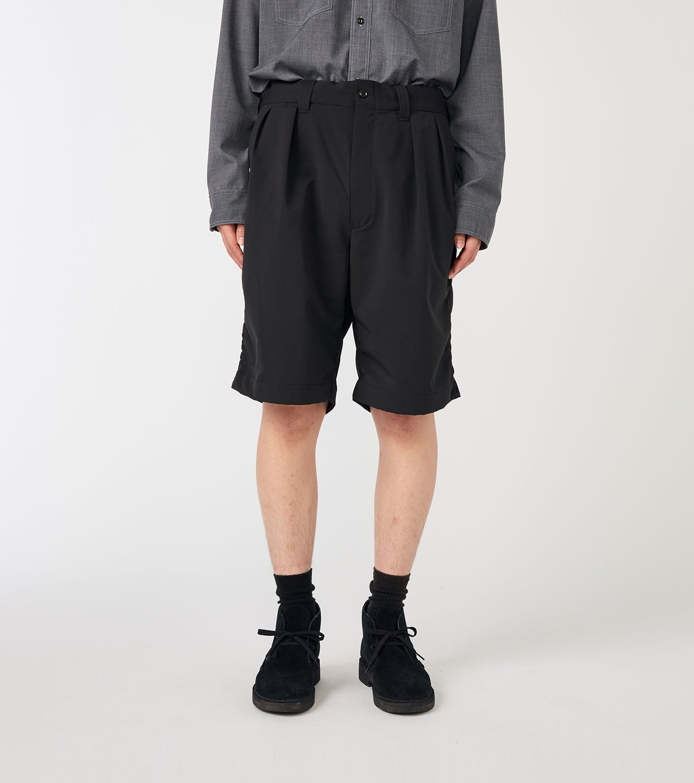 Nanamica ALPHADRY DOUBLE PLEAT SHORTS-BLACK