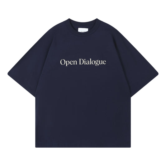 OPEN DIALOGUE BIG LOGO TEE-DUSTY NAVY
