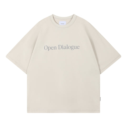 OPEN DIALOGUE BIG LOGO TEE-BEIGE