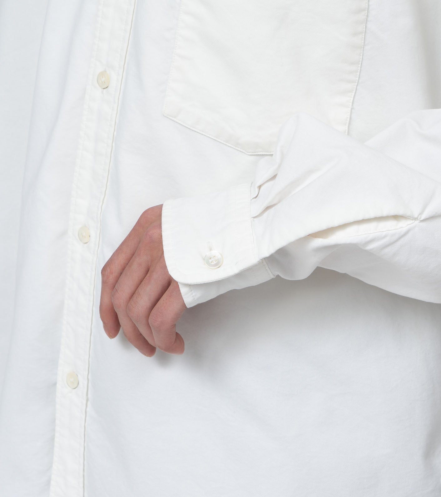 Nanamica BUTTON DOWN WIND SHIRT-WHITE