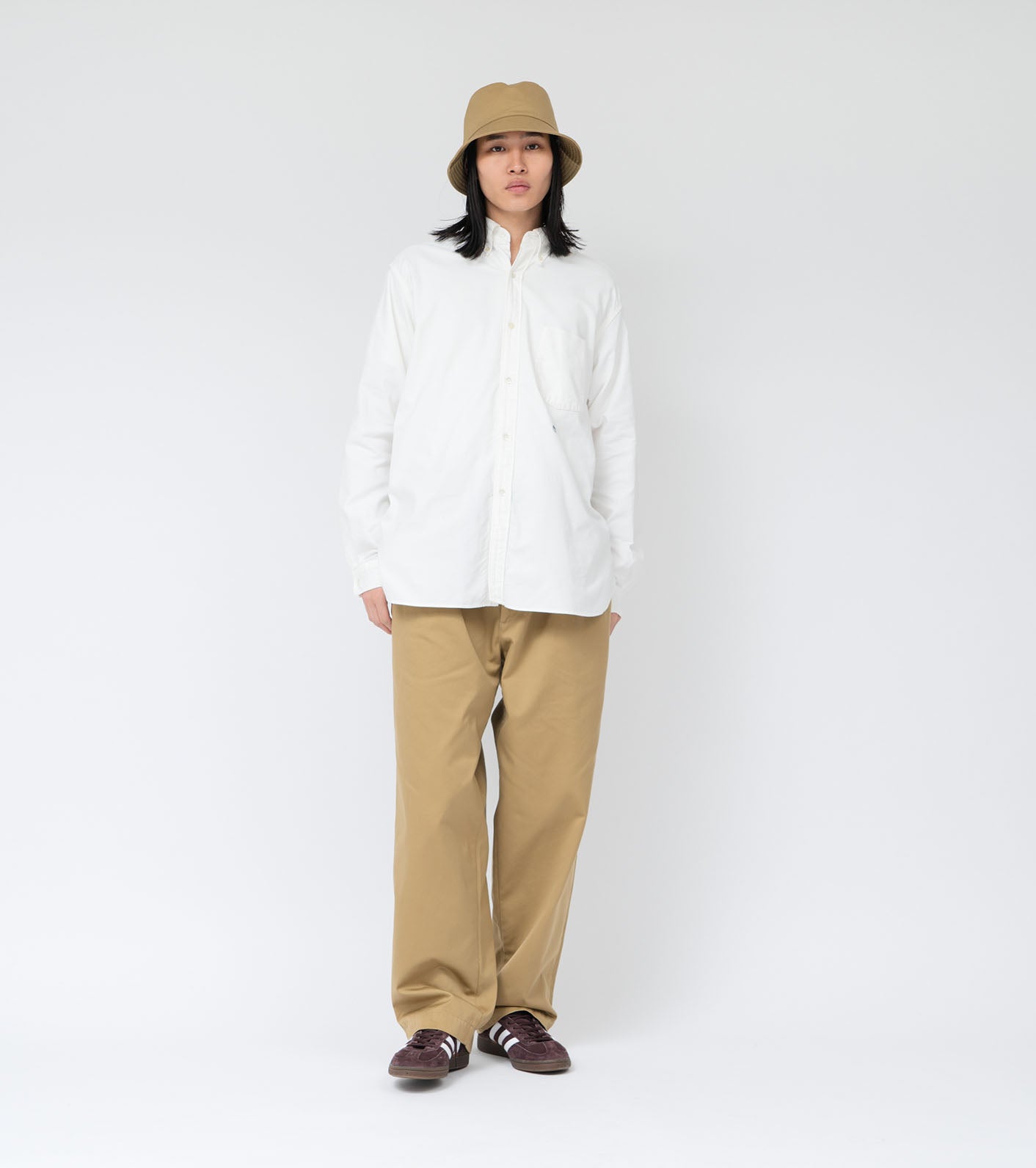 Nanamica BUTTON DOWN WIND SHIRT-WHITE