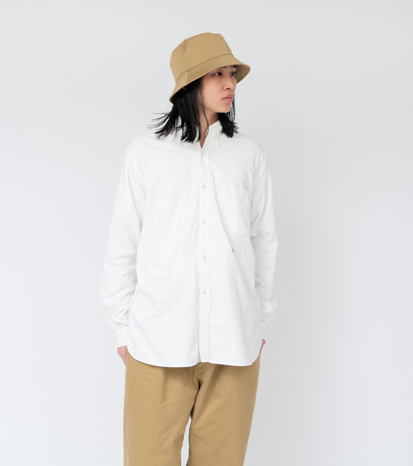 Nanamica BUTTON DOWN WIND SHIRT-WHITE