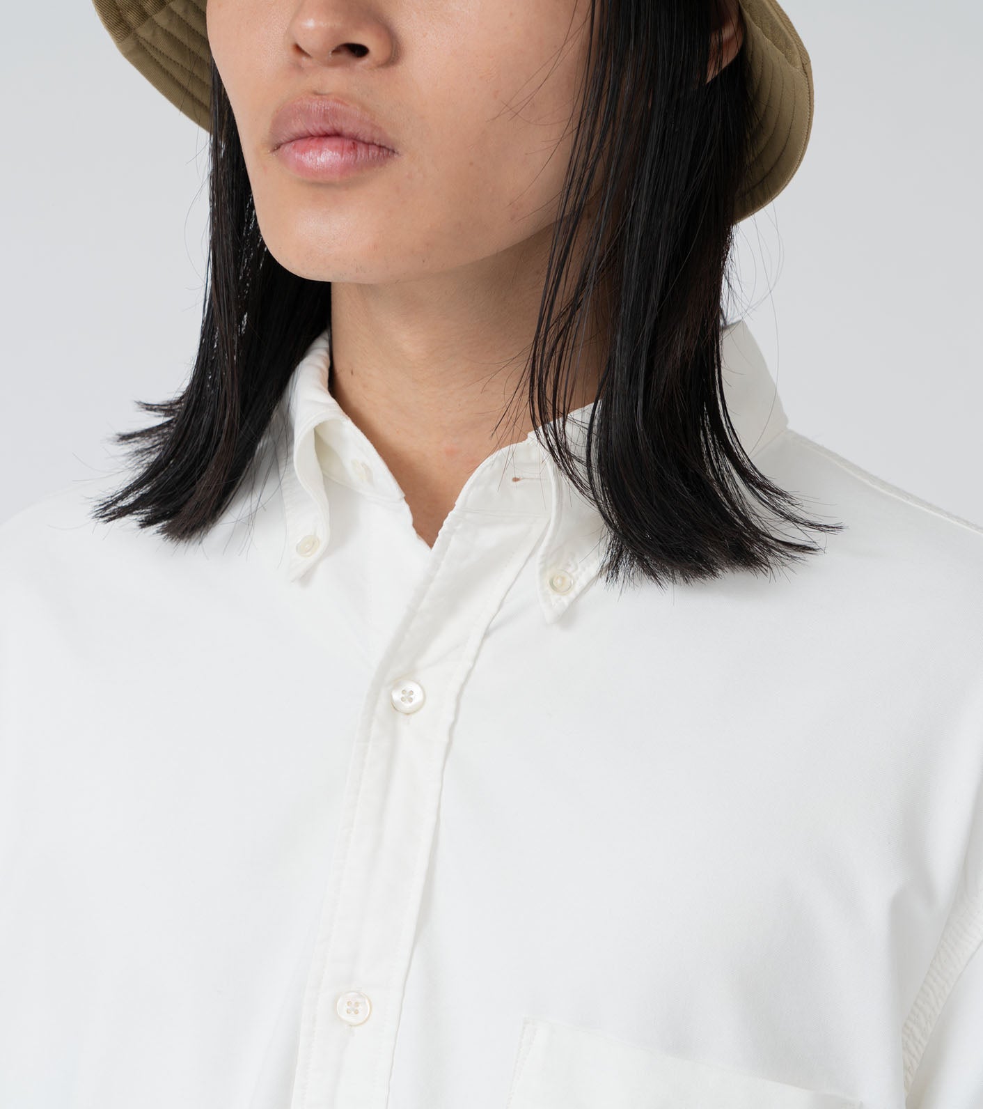 Nanamica BUTTON DOWN WIND SHIRT-WHITE