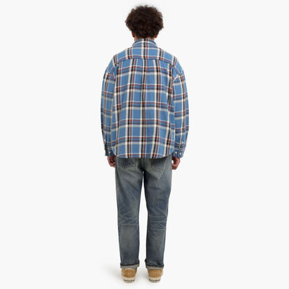 MADNESS CHECKED FLANNEL SHIRT-BLUE