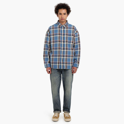MADNESS CHECKED FLANNEL SHIRT-BLUE