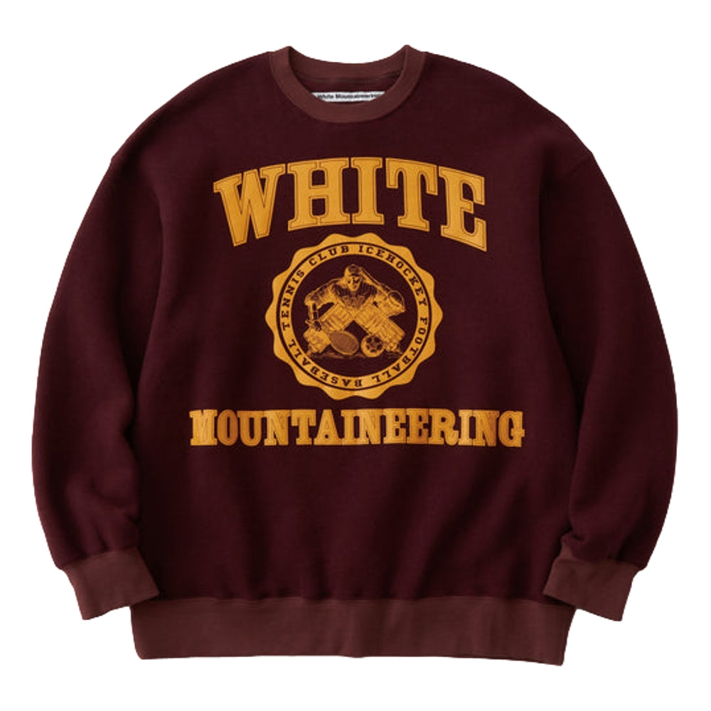 WHITE MOUNTAINEERING COLLEGE LOGO SWEAT SHIRT-BURGUNDY