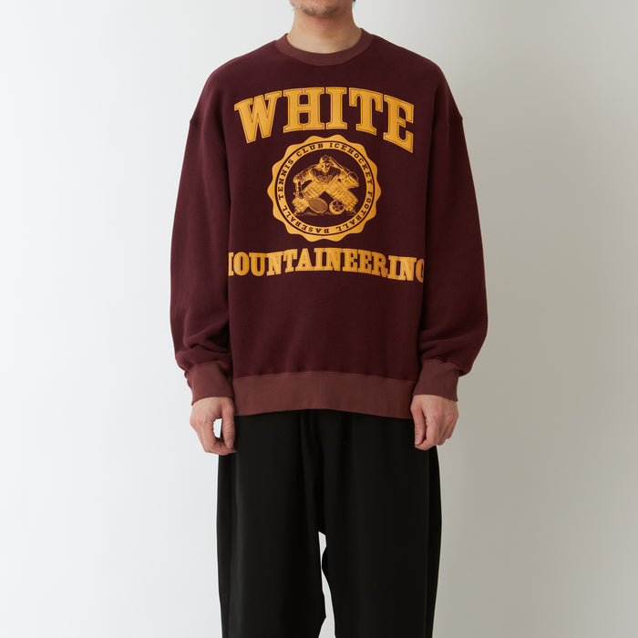 WHITE MOUNTAINEERING COLLEGE LOGO SWEAT SHIRT-BURGUNDY