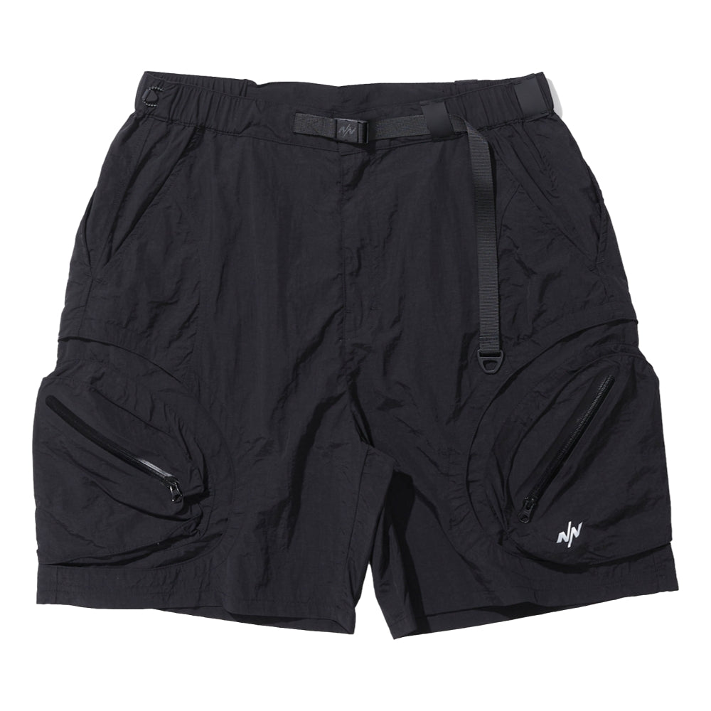 NINE POINT NINE CONVEX POCKET WIDE SHORTS-BLACK