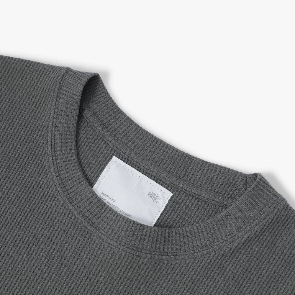 MADNESS COTTON POLY WAFFLE KNITTED TEE (FABRIC BY JAPAN)-CHARCOAL