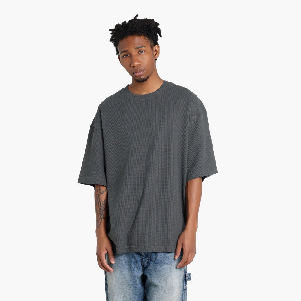 MADNESS COTTON POLY WAFFLE KNITTED TEE (FABRIC BY JAPAN)-CHARCOAL