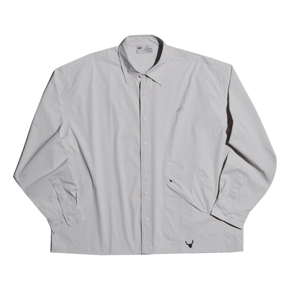 NINE POINT NINE COVE PATCH POCKET L/S SHIRT-LIGHT GREY