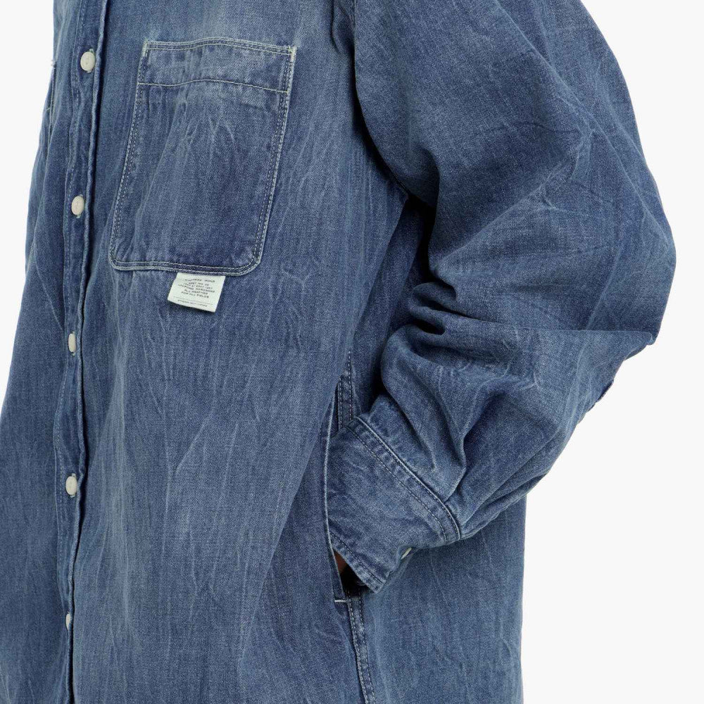 MADNESS CRINKLED WASHED DENIM SHIRT JACKET-INDIGO