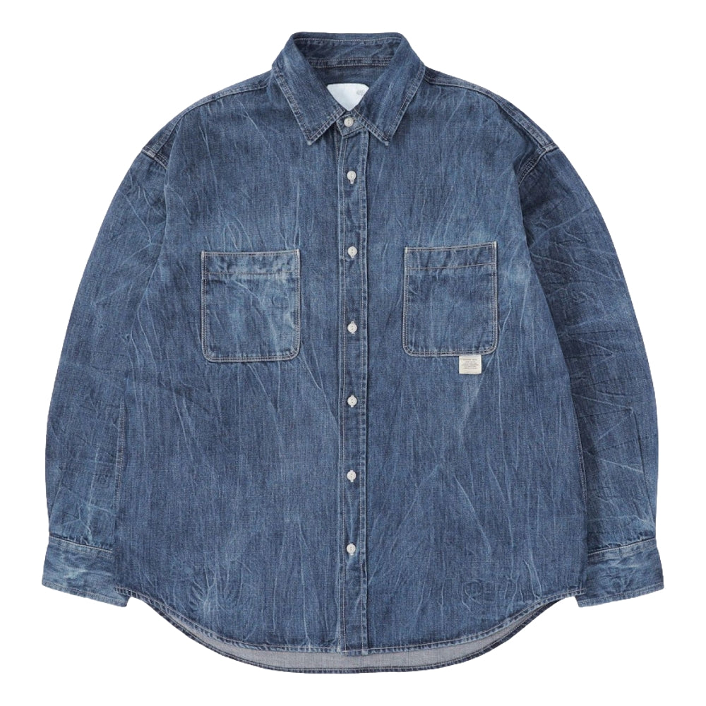 MADNESS CRINKLED WASHED DENIM SHIRT JACKET-INDIGO