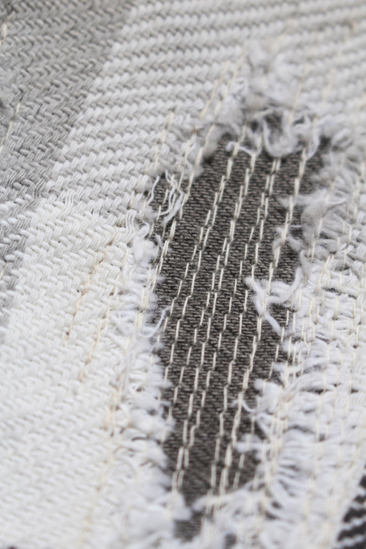 BOWWOW DAMAGED AND STAINED FLANNEL SHIRT-GRAY/WHITE